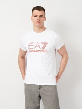 Футболка бавовняна чоловіча Emporio Armani 11467.2 L Біла з принтом (smt2000000030586)