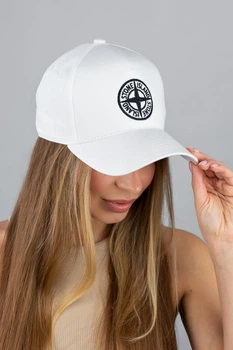 Кепка-трекерка Stone Island 1527 белый-черный 56-60р
