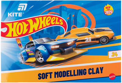 Пластилін восковий Kite Hot Wheels 24 кольори 480 г (HW25-089)
