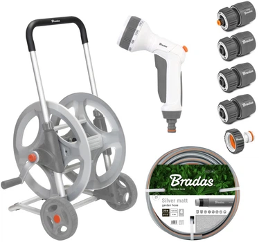 Металлическая тележка со шлангом Bradas Silver Pro Set White Line 1/2" 50 м (WL-AG33350SET1)
