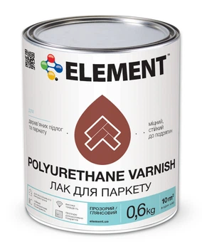 Лак для паркета ELEMENT POLYURETHANE VARNISH полуматовый 0,6 кг