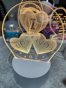 Ночник LAMP 3D-15 3 сердца ночное освещение