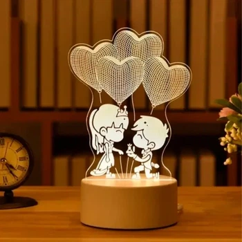 Ночник Светодиодная 3D-лампа от USB "Влюбленные" Creative Visualization Lamp ночное освещение, детское освещение, лампа ночная, ночной светильник