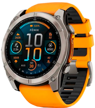 Смарт-часы Garmin fenix 8 51mm AMOLED Sapphire Titanium with Spark Orange and Graphite Silicone Band (010-02905-11)