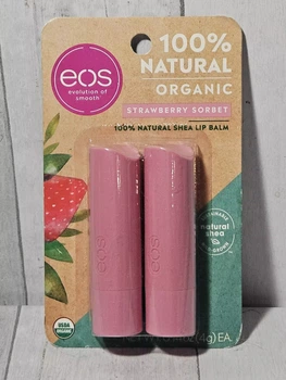 Увлажняющий бальзам для губ EOS с маслом ши и ароматом клубничного сорбета 2 шт по 4 г