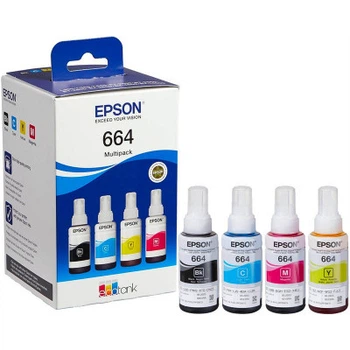 Контейнер із чорнилом Epson 664 комплект B/C/M/Y (по 70мл) L100/L200 (C13T66464A)