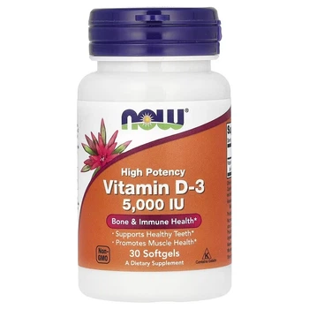 Вітаміни Now Foods Вітамін D3 5000 МО високої ефективності Vitamin D-3 High Potency 30 гелевих капсул