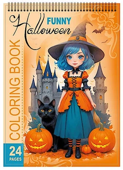 Розмальовка з наліпками Halloween 148 х 210 мм.,12 аркушів Мандарин (24221)