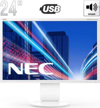 Монитор NEC MultiSync EA244WMi / 24" (1920x1200) IPS / USB-Hub, VGA, DVI, HDMI, DisplayPort, Audio / Встроенные колонки 2x 1W / VESA 100x100 б/у