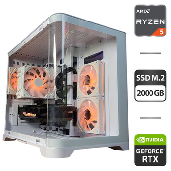 Сборка под заказ: игровой ПК GameMax Hype-M White Tower / AMD Ryzen 5 7500F (6 (12) ядер по 3.7 - 5.0 GHz) / 32 GB DDR5 / 2000 GB SSD M.2 / nVidia GeForce RTX 3080, 10 GB GDDR6X, 320-bit / 850W б/у