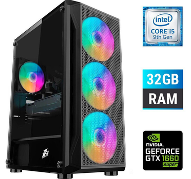 Игровой ПК Dtop Gaming i596M Tower / Intel Core i5-9400F (6 ядер по 2.9 - 4.1 GHz) / 32 GB DDR4 / 480 GB SSD / nVidia GeForce GTX 1660 Super, 6 GB GDDR6, 192-bit / 500W