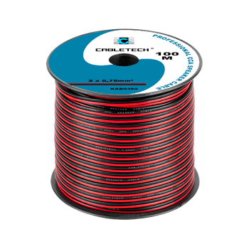 Кабель акустичний Cabletech 2x0.75 CCA 100м червоно-чорний KAB 0390