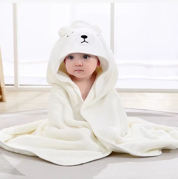 Детское полотенце уголок с капюшоном Baby Towel Мишка 80x80 см белое для купания младенцев, мальчика, девочки