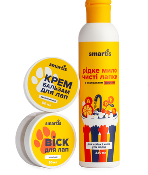 Набір для догляду за лапами Smartis: віск, крем-бальзам, рідке мило