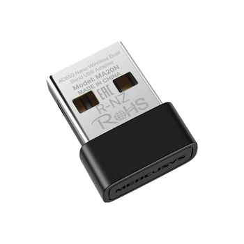 Сетевой USB-адаптер Mercusys MA20N Black 200+433 Мбит/с 2.4+5 ГГц (3729511)