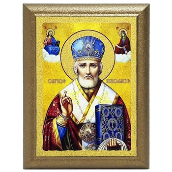 Ікона "Святий Миколай Чудотворець" на дереві 9х12см