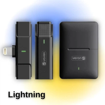 Беспроводной микрофон петличный Veron для телефона Lightning c кейсом зарядки нагрудный микрофон петличка для блогера