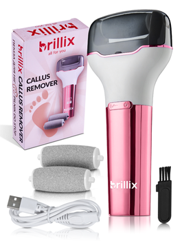 Электрическая пилка электро пемза Brillix для пяток и ног электропемза роликовая аккумуляторная шлифовальная машинка аппарат терка с функцией самоочищения и аккумулятором (CRFF-10)