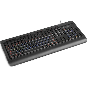 Клавіатура дротова HQ-Tech KB-310FMC USB Black LED RGB мультимедійна ножнична розкладка +12 дод. клавіш RTL