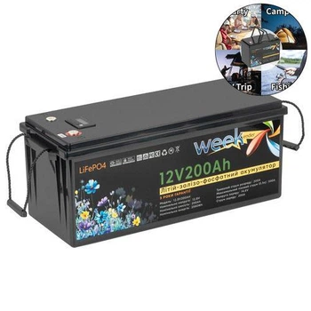 Тяговый аккумулятор Weekender FT12200D. 12V. 200A/h. LiFepo4. Дисплей. Аккумулятор для лодочного электромотора.