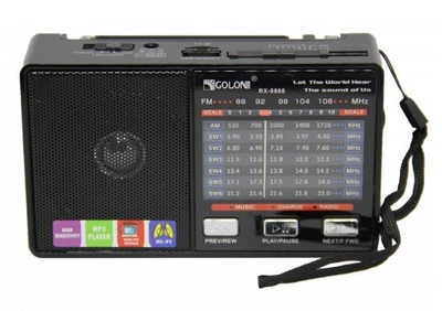 Радіоприймач акумуляторний, радіо Golon RX 8866 FM Usb Sd чорне MX-00007691
