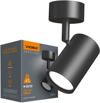 Светильник спотовый VIDEX GU10 1х30 Вт Черный (VL-SPF05B-BFB)