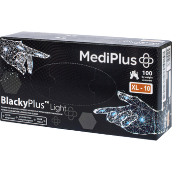 Медичні рукавички MediPlus BlackyPlus Light Нітрилові оглядові нестерильні неприпудрені Чорні Розмір XL 100 шт. (6933265560160)