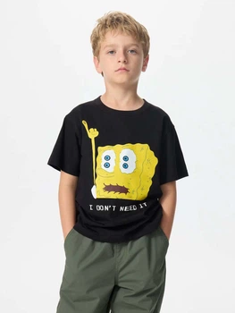 Подростковая футболка оверсайз для мальчика UNIQLO 783929388 152 см Черная (1159829994)