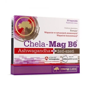 Хелат магнію Olimp Sport Nutrition Chela-Mag B6 Ashwagandha+Ginseng, 30 капсул із ашвагандою та женьшенем