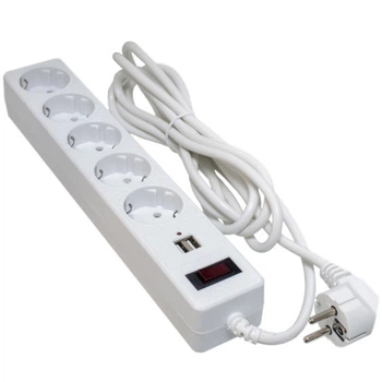 Фільтр живлення Patron 3m + 2 USB 2.0, 2.1A, 5 троянд. White (EXT-PN-SP-53-USB-W)