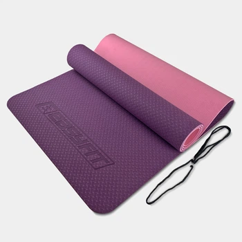 Коврик для йоги и фитнеса EasyFit TPE+TC 6 мм двухслойный фиолетовый-розовый
