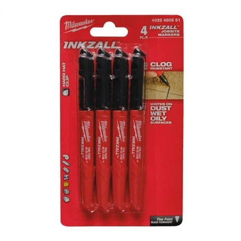 Маркер Milwaukee INKZALL 0.6 мм водостойкий, в упаковке 4 шт. Черный (4932480551)