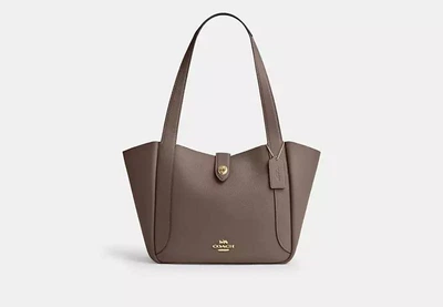 Сумка Coach Hadley Turnlock Tote Bag, pebbled leather/Gold/Dark Stone