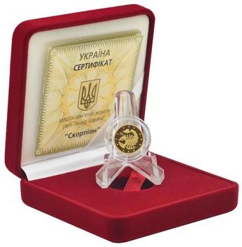 Монета Украина 2 гривны 2007 Золото Proof Знаки зодиака - Скорпион (Au 999.9, 1,24 грамм)