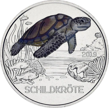 Монета Австрия 3 евро 2019 Цветные создания - Черепаха UNC