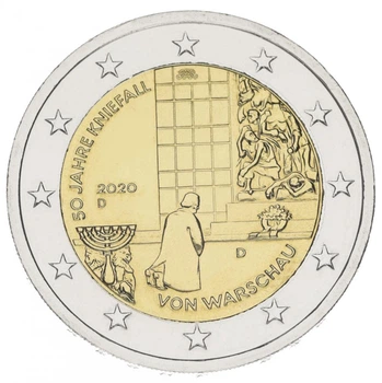 Монета Германия 2 евро 2020 Биметалл UNC D 50-летие коленопреклонения в Варшаве