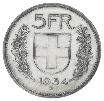 Монета Швейцарія 5 франків 1954 Срібло F-VF