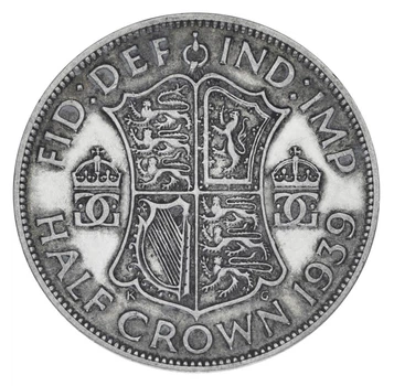 Монета Великобритания 1/2 кроны 1939 Серебро F-VF Half Crown (Ag 500, 14,14 грамм)