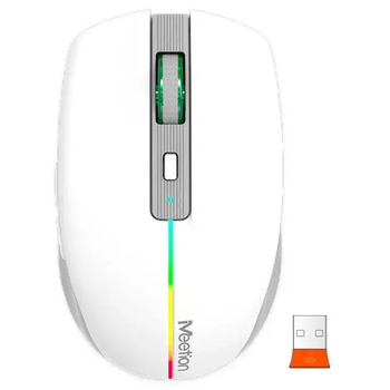 Мышка беспроводная MEETION BTM002 |2.4G/Bluetooth, 1600 DPI, 6кн., RGB| Белый