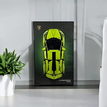 Арт Держатель Рамка 80x50 см. на Стену для Фирменного Конструктора Technic (42115) Lamborghini Sian FKP 37 (Ламборгини Сиан) - Type-C