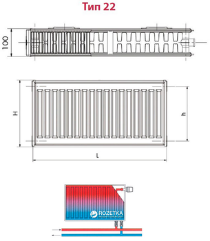 Радиаотр HI-THERM 500x400 мм Тип 22 нижний (VK22500400)