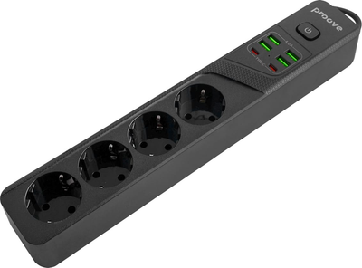 Сетевой фильтр Proove Power Strip P-04 4 розетки 4xUSB-A 2xUSB-C 2 м Black (396840001)