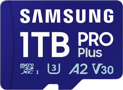 Карта памяти Samsung Pro Plus 2024 microSDXD 1TB Class 10 UHS-I U3 V30 A2 + SD адаптер (MB-MD1T0SA/EU)