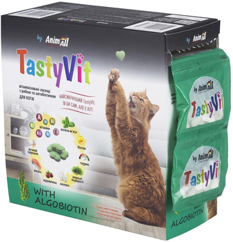 Лакомство AnimAll TastyVit витаминизированное лакомство для кошек с рыбой и алгобиотином, 600 штук (50 пакетов по 12 штук) (4820150208684)