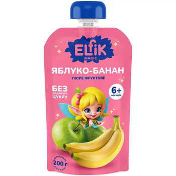 Пюре Elfik Magic из яблок и бананов без добавленного сахара 200 г