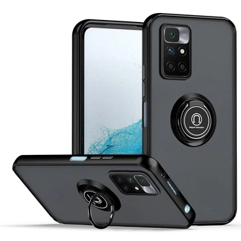 Чехол Fiji Colorframe для Xiaomi Redmi Note 11 4G матовый бампер с кольцом подставкой Black
