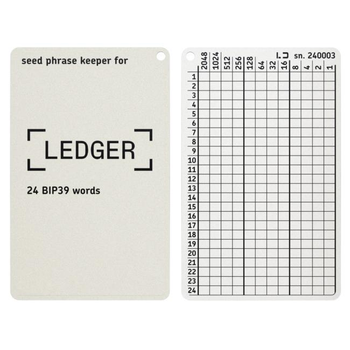 Мнемонический планшет Lapua Dev Seed phrase keeper 24 BIP39 for Ledger (LL24BIP39)