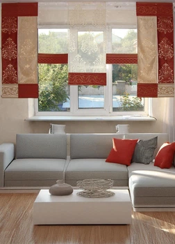 Комплект панельных занавесок Firanka Damask 7шт карниз 250см терракотовый с золотистым (24_7п)