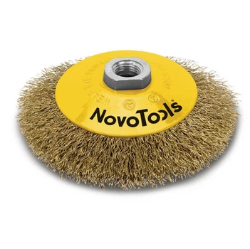 Щетка конусная NovoTools 100 мм, гофрированная проволока с латунным покрытием (NTBWB10014BC)