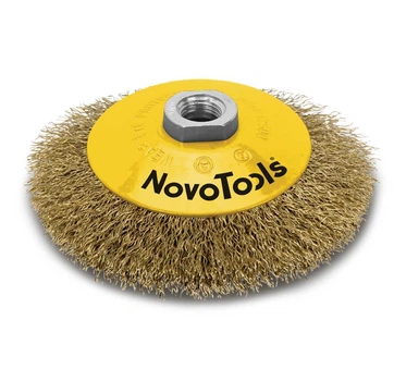 Щітка конусна NovoTools 115 мм, гофрований дріт з латунним покриттям (NTBWB11514BC)
